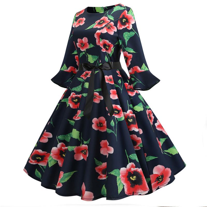 Vestido Vintage De Inverno Preto Poppies