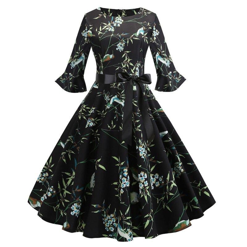 Vestido Floral Preto Vintage De Inverno
