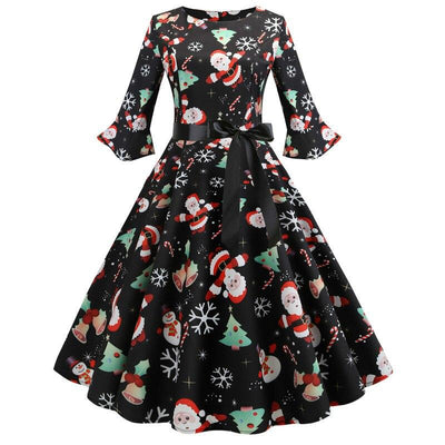Vestido Preto Vintage De Inverno De Natal