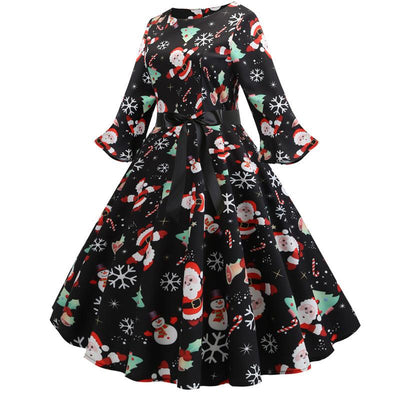 Vestido Preto Vintage De Inverno De Natal