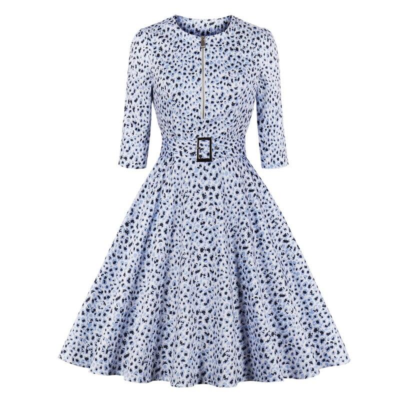 Vestido Vintage Leopardo Azul