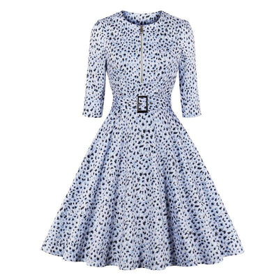 Vestido Vintage Leopardo Azul