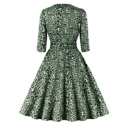 Vestido Vintage Leopardo Verde