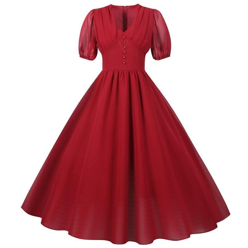 Vestido Longo Vintage Anos 50 Borgonha