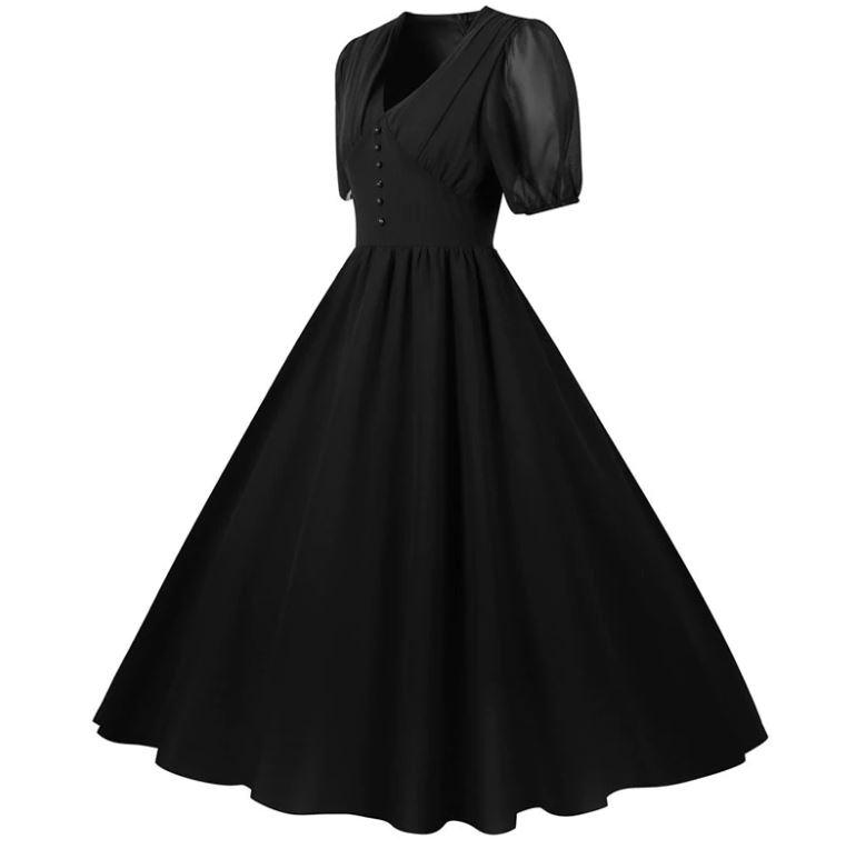 Vestido Longo Preto Vintage Anos 50