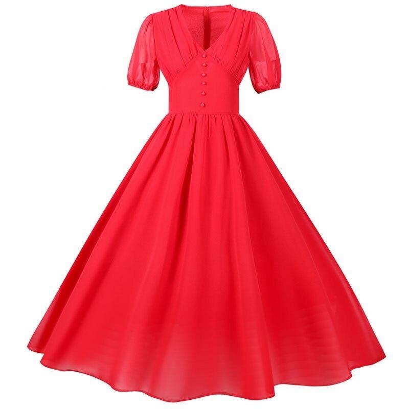 Vestido Longo Vermelho Vintage Anos 50