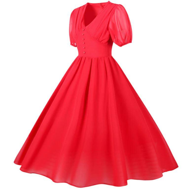 Vestido Longo Vermelho Vintage Anos 50