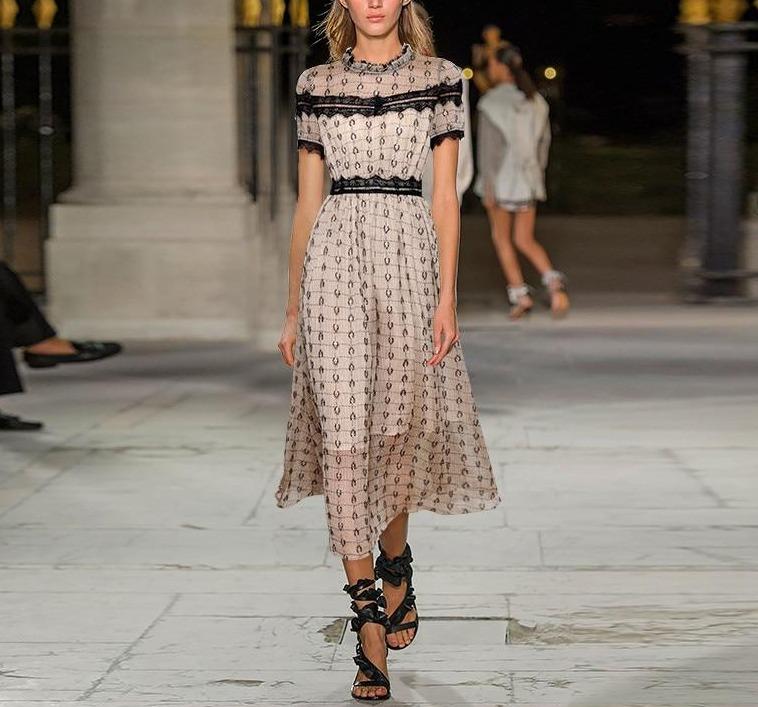 Vestido Vintage De Manga Curta