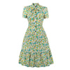 Vestido Vintage Verde De Manga Curta