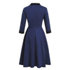 Vestido Vintage Manga Longa Marinha