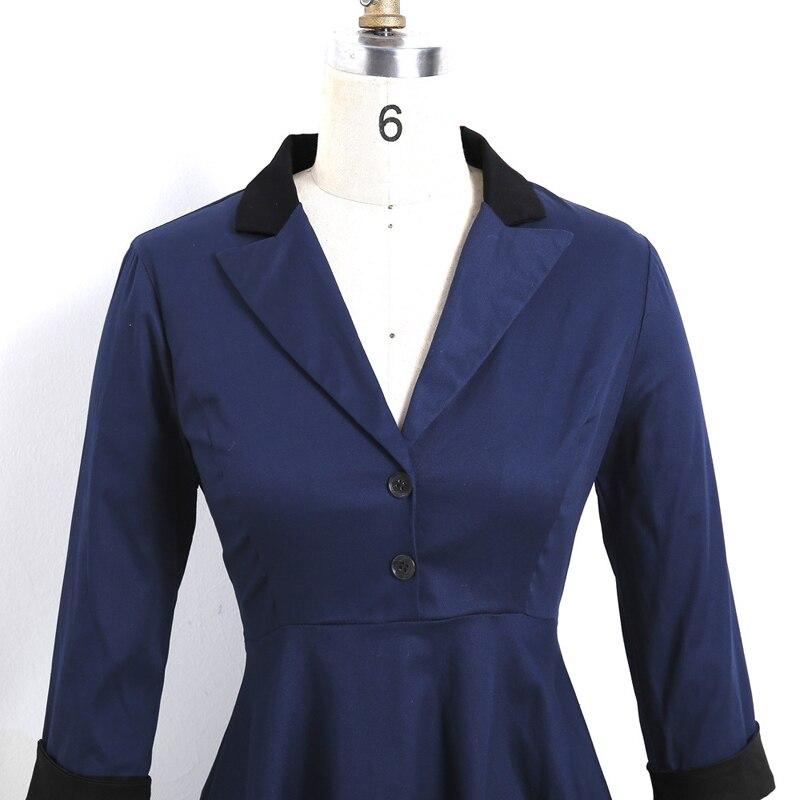 Vestido Vintage Manga Longa Marinha