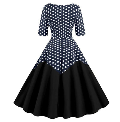 Vestido Corpete De Bolinhas Azuis Anos 1950