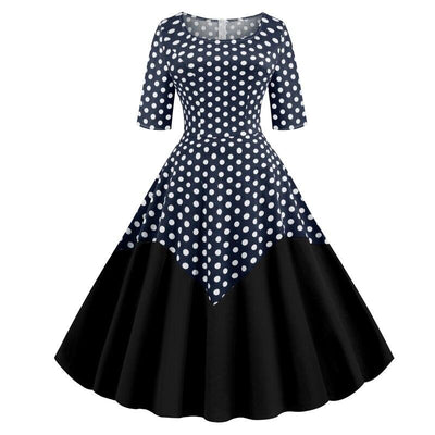 Vestido Corpete De Bolinhas Azuis Anos 1950