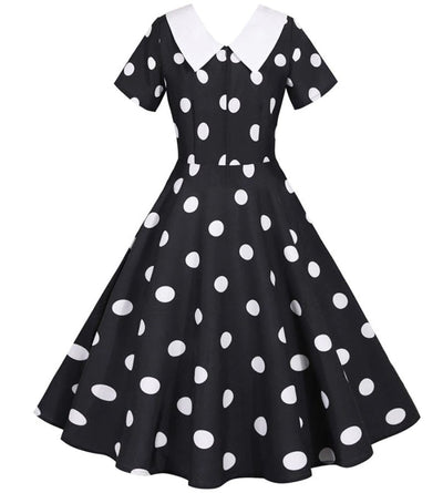 Vestido Vintage Preto Com Bolinhas Brancas