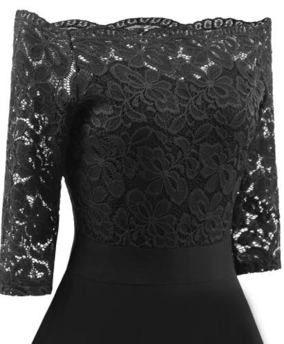 Vestido Preto Vintage Com Gola Canoa