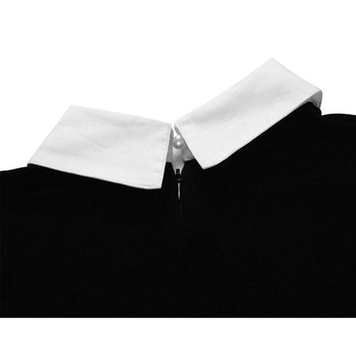 Vestido Vintage Preto Com Gola Branca