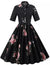 Vestido Vintage Preto Com Gola Redonda