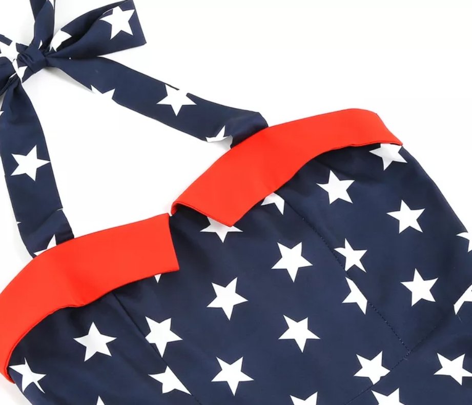 Vestido Vintage Pin Up Estampado Dos Eua