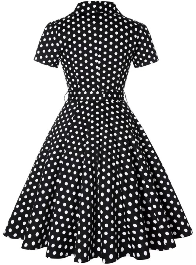 Vestido Vintage Pin Up Preto De Bolinhas