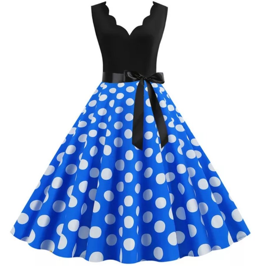 Pontos Brancos Pin-Up De Vestido Vintage