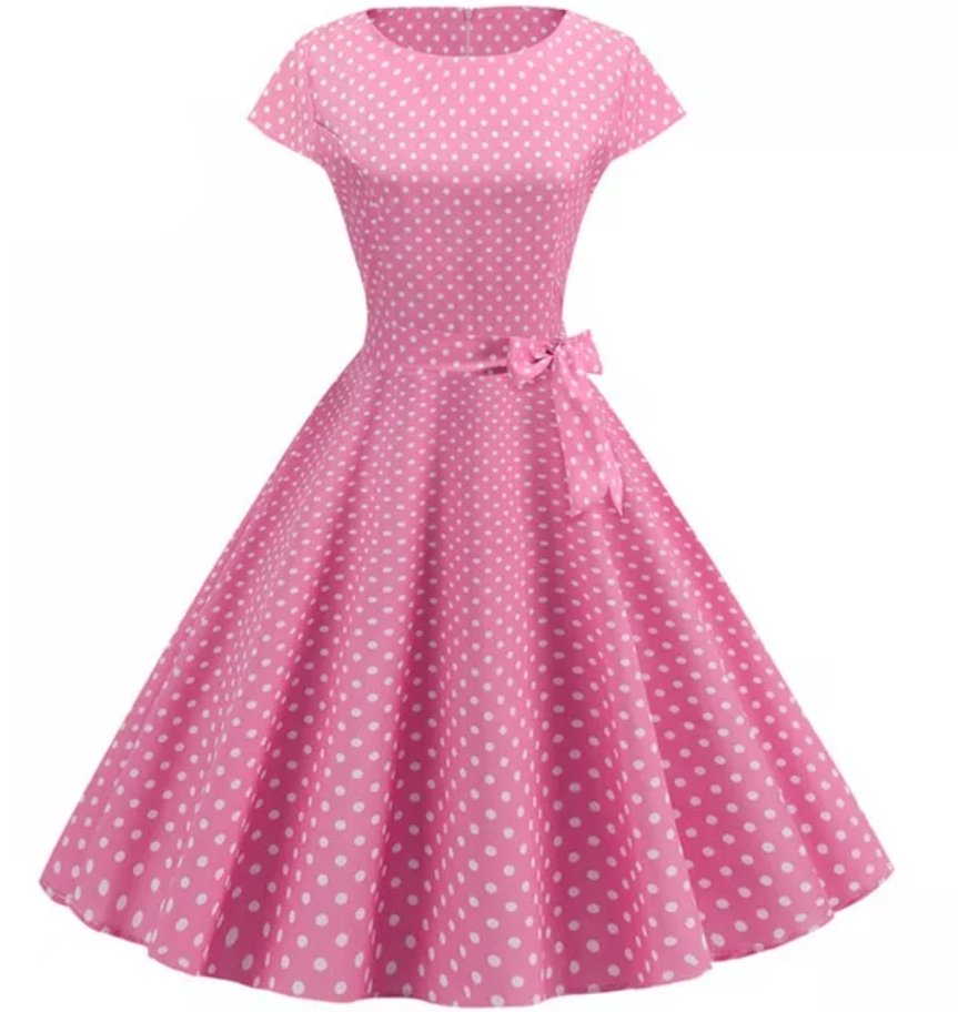 Vestido Vintage Pin-Up De Bolinhas Rosa