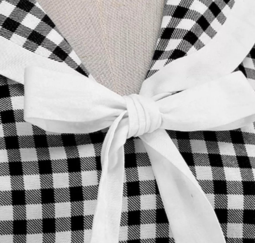 Vestido Pin Up Xadrez Vintage Preto