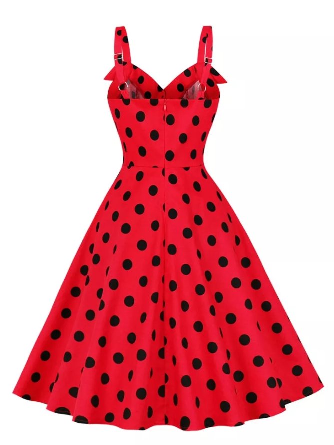 Vestido Vintage Pin Up Vermelho De Bolinhas