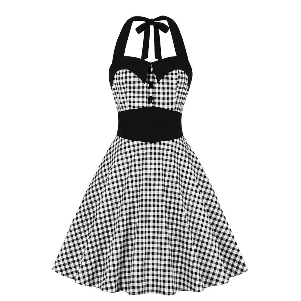 Vestido Vintage - Gingham Preto Pin-Up