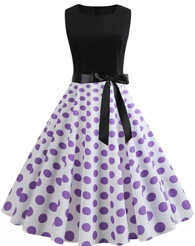 Vestido Vintage Pin Up Roxo De Bolinhas