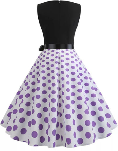 Vestido Vintage Pin Up Roxo De Bolinhas