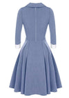 Vestido Vintage Plissado Azul