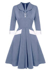 Vestido Vintage Plissado Azul