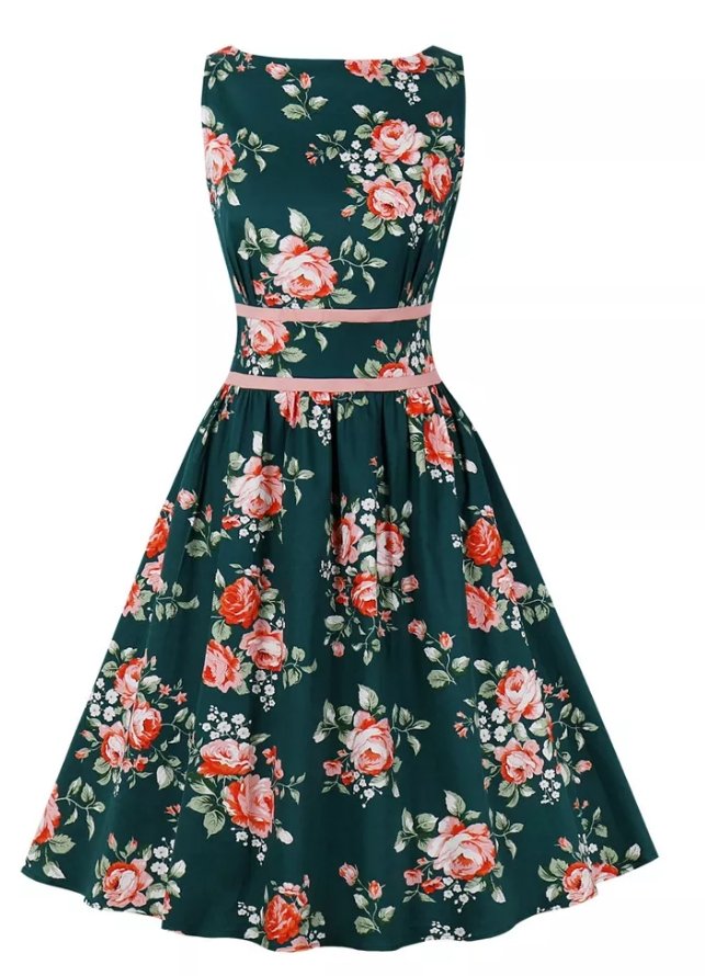 Vestido Vintage Plissado Floral