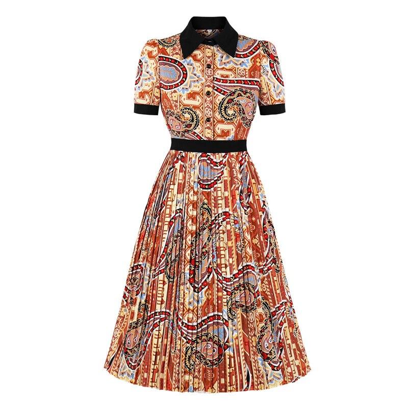 Vestido Vintage Plissado Laranja