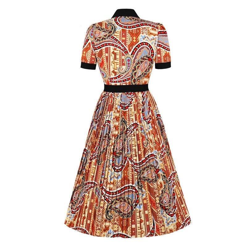 Vestido Vintage Plissado Laranja
