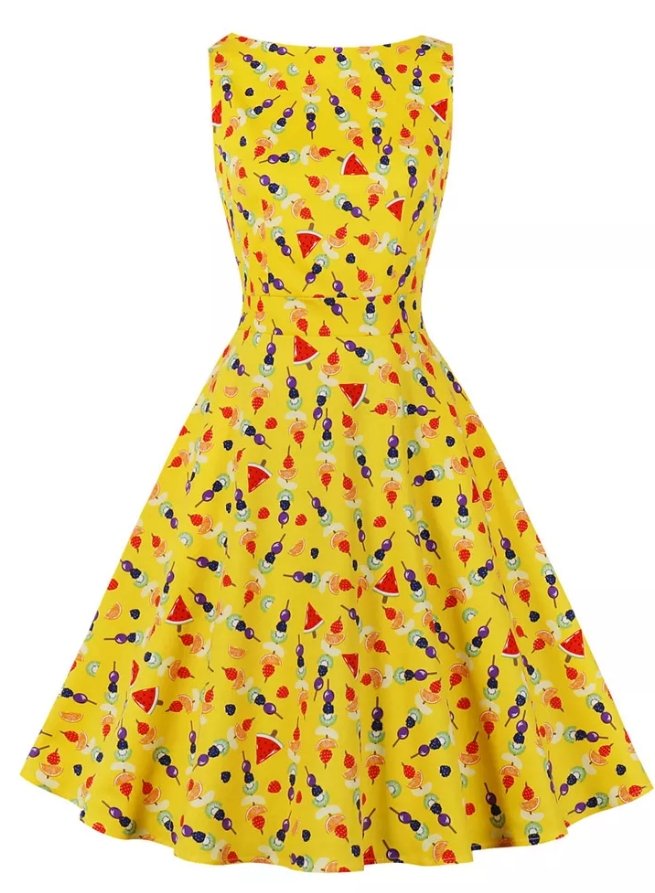 Vestido Vintage Com Bolsos Laterais