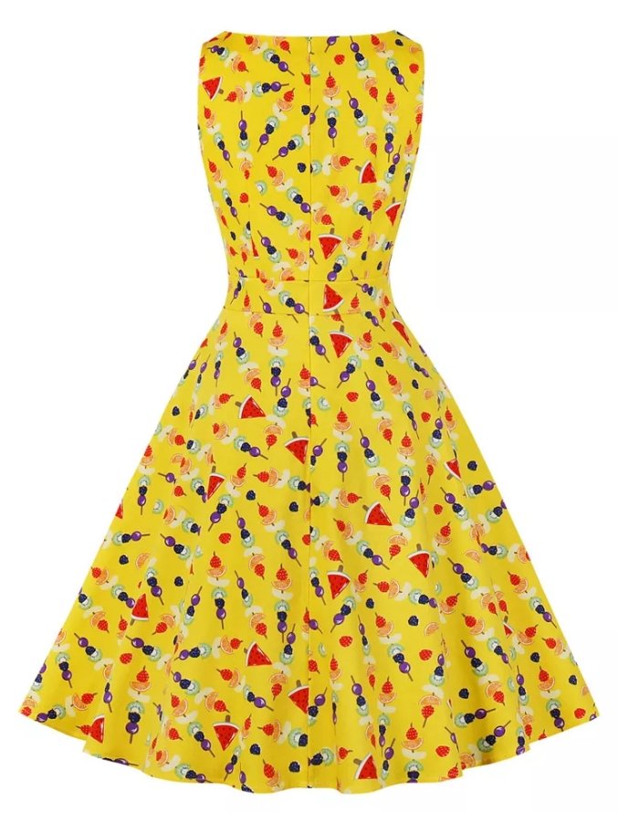 Vestido Vintage Com Bolsos Laterais