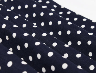 Vestido Vintage De Bolinhas Azul Marinho