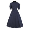 Vestido Vintage De Bolinhas Azul Marinho