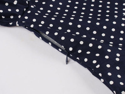 Vestido Vintage De Bolinhas Azul Marinho