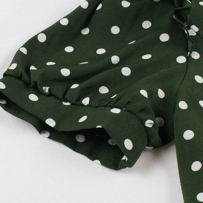 Vestido Vintage Verde De Bolinhas
