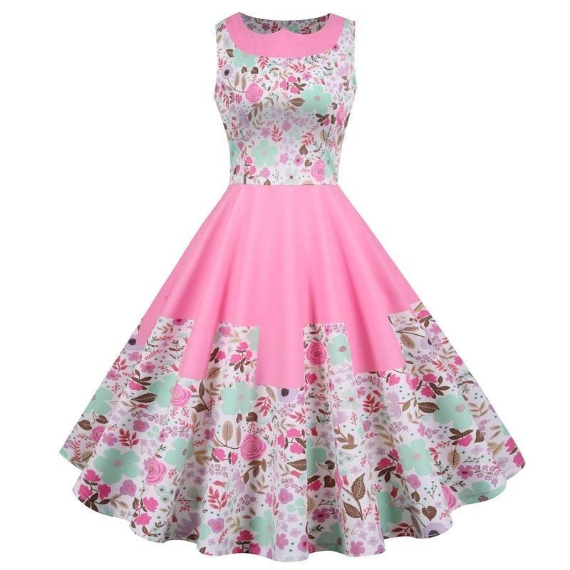 Vestido Vintage Princesa Rosa Flores