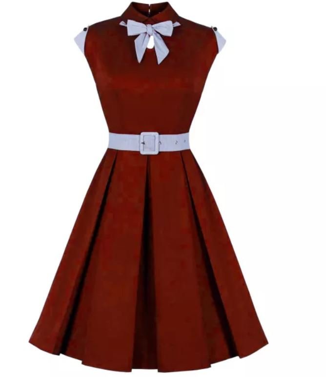 Vestido Rockabilly Vintage Dos Anos 50 Borgonha
