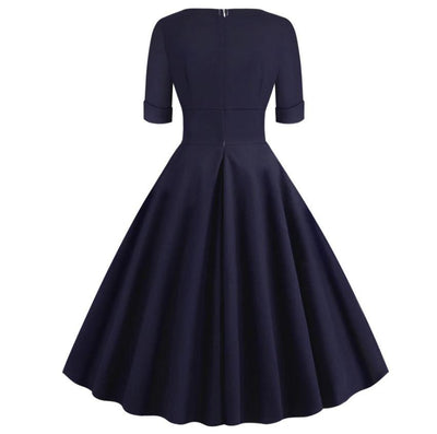 Vestido Rockabilly Vintage Anos 50 Marinho