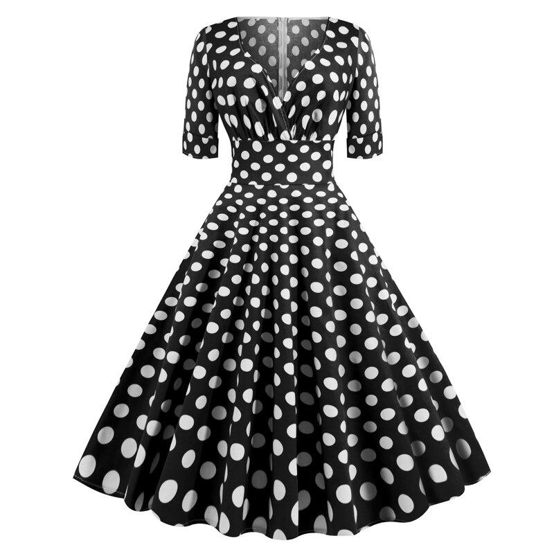 Vestido Rockabilly Vintage Anos 50 Pontos Pretos