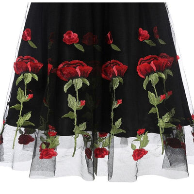 Vestido De Renda Rockabilly Vintage Preto