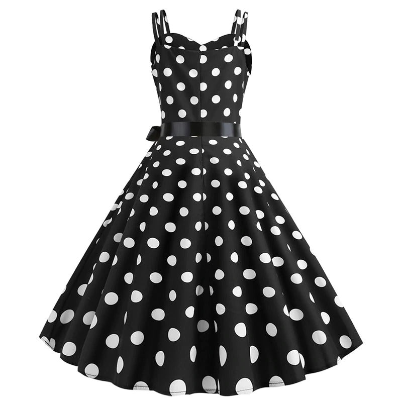 Vestido De Bolinhas Preto Rockabilly Vintage