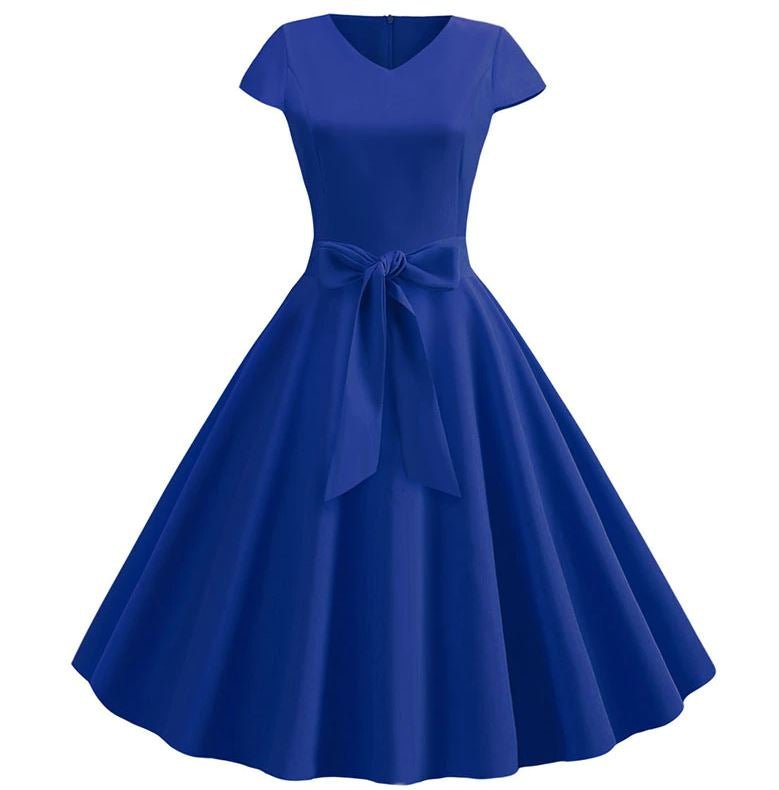 Vestido Vintage Romântico Azul