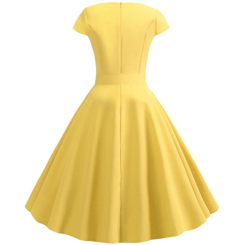 Vestido Vintage Romântico Amarelo