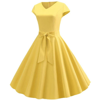 Vestido Vintage Romântico Amarelo
